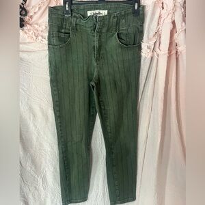 Indigo Rein skinny jeans  Green and black pinstripe size 11